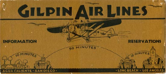 Gilpin Air Lines Advertising Board, Showing Route, Date Unknown